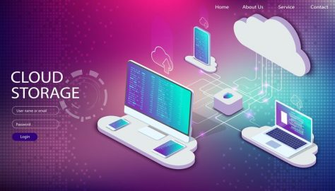 cloud-storage-technology-users-network-configuration-isometric-advertisement-poster-with-pc-monitor-tablet-phone-laptop-vector-illustration-website-template_276941-122